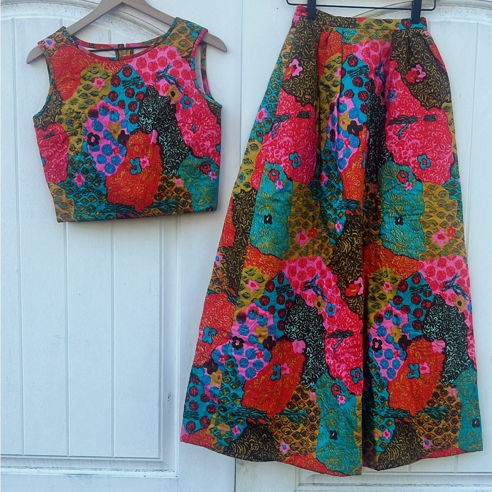 COPY - Rare 1970s Alex Coleman quilted set xs waist 22”